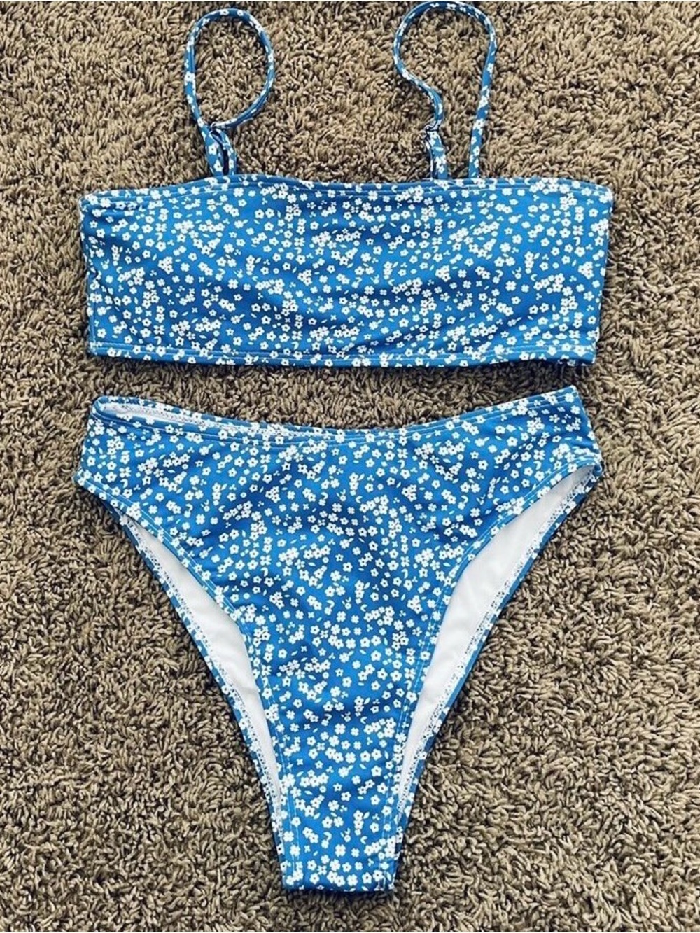 Blue Floral Bikini Bathing Suit Set Medium